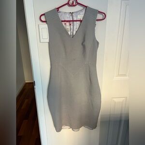 Ted Baker Gray V-Neck Midi Dress